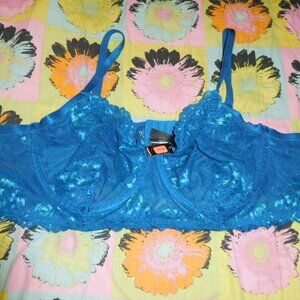 NWT TORRID SIZE 4 BRALETTE SEAJET BLUE EMMA LACE U/W BRA 26W